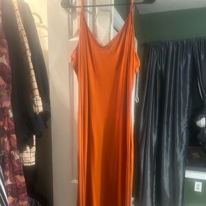Floor length orange plus size dress